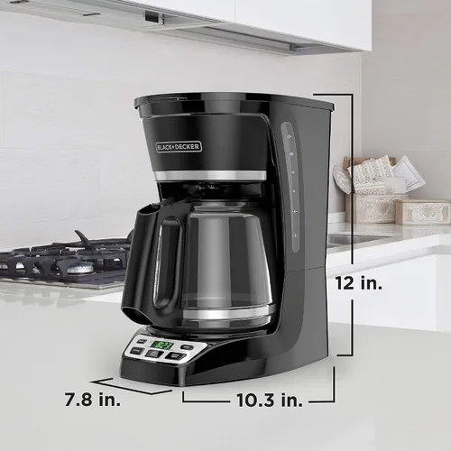 Vista 8 de BLACK+DECKER Cafetera programable de 12 tazas*, color negro