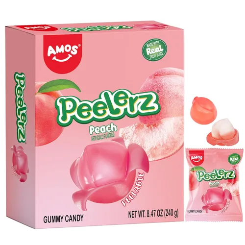 Vista 25 de AMOS Peelerz - Caramelo de goma pelable, mango/lichi/maracuyá/melocotón Paquete de 4 variedades, 3 oz cada uno, total 11.99 oz