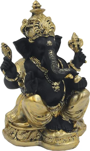 Vista 3 de DharmaObjects Ganesh Ganesha - Estatua de Ganesha (6.5 in), color dorado