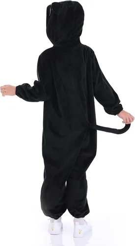 Vista 4 de Disfraz unisex de animales para niños, pijama de animales con capucha de felpa, para Halloween, carnaval, animal, para niños y niñas