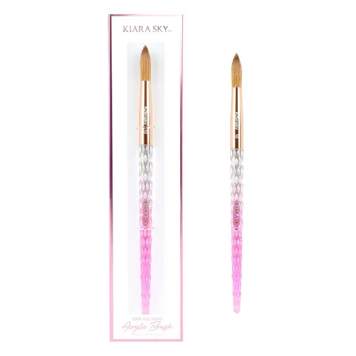Vista 22 de Kiara Sky Pincel Acrílico #8 - Negro 100% Puro Kolinsky Mango de Corte de Cristal y Resistente al Acetona