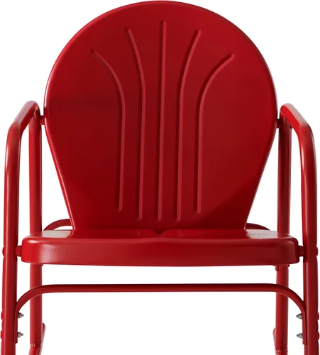 Vista 12 de Crosley Furniture Griffith - Juego de 2 mecedoras de metal retro para exteriores, para porche, terraza, balcón, patio trasero, rojo brillante