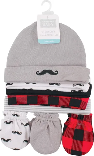 Vista 2 de Hudson Baby Juego unisex de gorro de algodón y manoplas para rascar