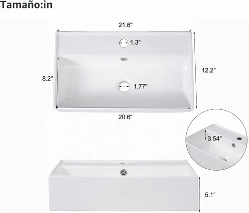 Vista 5 de Harper & Bright Designs Tocador de baño de 21.6" con lavabo, conjunto de tocador independiente de lavabo individual con gabinete de almacenamiento