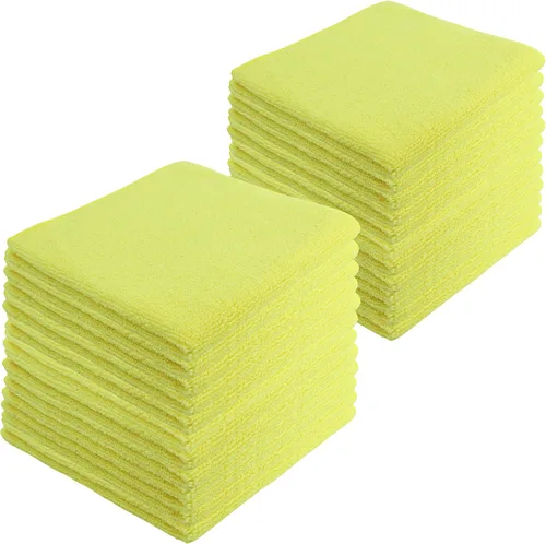 Vista 25 de Toallas de limpieza de microfibra, paquete de 12, 16 x 16 pulgadas, multiusos, más suaves, altamente absorbentes, sin pelusas, reutilizables Negro