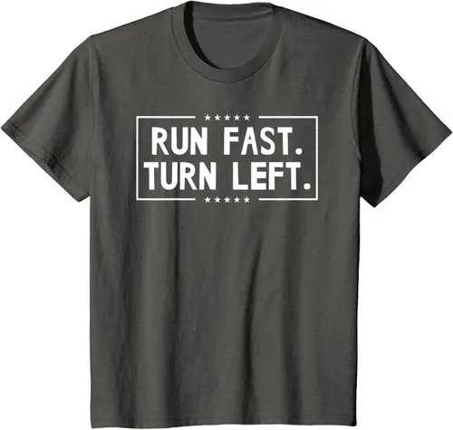 Vista 73 de Run Fast Turn Left - Camiseta para correr de pista y campo