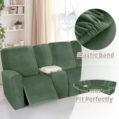 Vista 480 de Arfntevss Fundas de sofá seccional reclinable de terciopelo, Funda de sofá seccional de esquina para sofá reclinable, Funda elástica suave