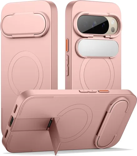 Vista 24 de SURITCH Funda para teléfono Google Pixel 9 Pro XL, compatible con MagSafe, funda protectora con cubierta de cámara y soporte de metal ajustable