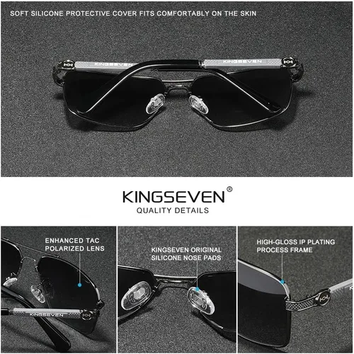 Vista 5 de KINGSEVEN Gafas de sol de nuevo diseño polarizadas lente de revestimiento 2023 auto reinicio marco conducción gafas para hombresmujeres Oculos