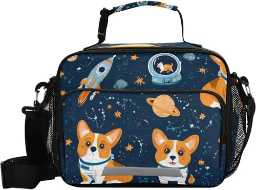 Vista 15 de Vangogh - Lonchera para niños con diseño de noche estrellada, organizador de doble aislamiento, impermeable y reutilizable, bolsa de comida