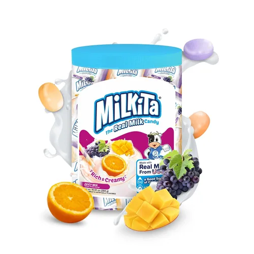 Vista 10 de Milkita Caramelo cremoso de leche de plátano – Dulces saludables bajos en azúcar con leche real para niños y adultos – Caramelos sin grasa y sin