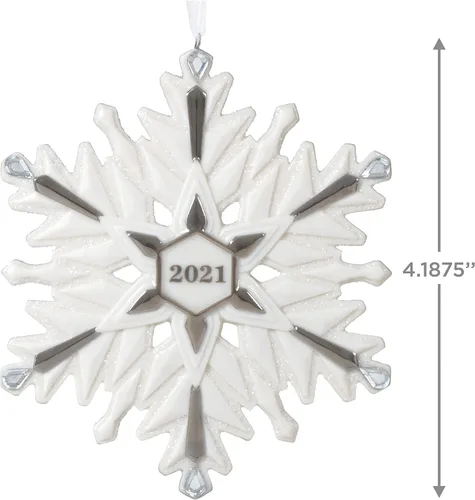Vista 5 de Hallmark Keepsake Adorno de Navidad, año 2021, 2021 copo de nieve, porcelana