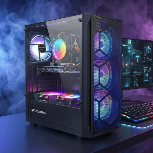 Vista 6 de Escritorio para PC para juegos STGAubron, Core I5, RX 5700 8G, RAM 16G, SSD 512G Gaming Computer Tower for Streaming,Video Editing,Home,School,I5