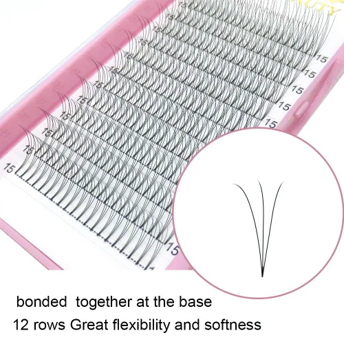 Vista 5 de Extensiones de pestañas postizas de volumen 3D-C-0.07-0.50 pulgadas, extensiones de pestañas postizas con tallo corto, extensiones de pestañas