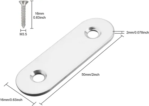 Vista 5 de Paquete de 50 placas de esquina planas de metal para unir placas de unión de metal, soporte de reparación con tornillos de fijación, 2 pulgadas x