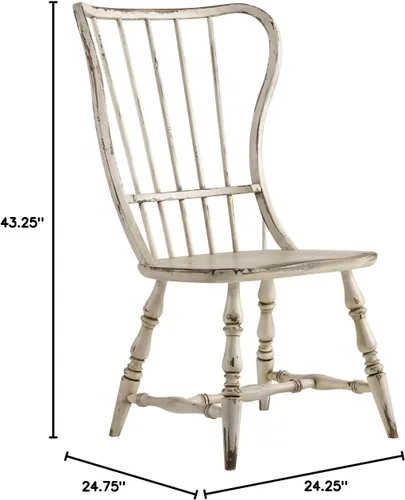 Vista 3 de Hooker Furniture Sanctuary - Silla auxiliar de comedor con respaldo de husillo, color blanco (juego de 2)