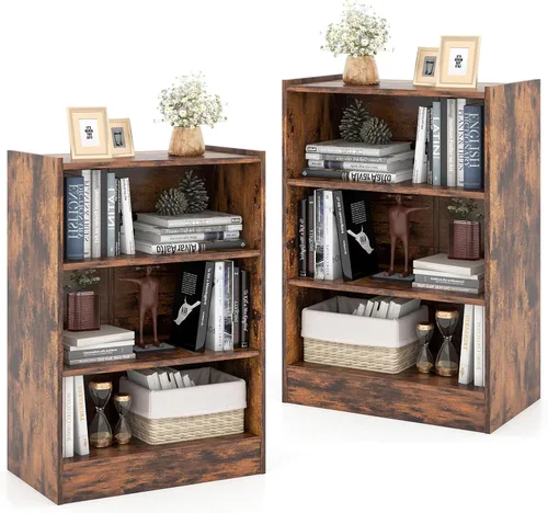 Vista 13 de Giantex Estantería de 3 cubos, color negro, estantería abierta de 3 niveles con estantes ajustables, dispositivo antivuelco, organizador