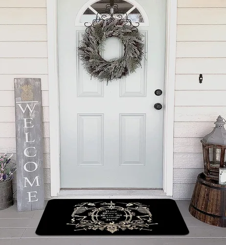 Vista 4 de Tapete gótico con diseño de calavera gótica, 30 x 17 pulgadas, antideslizante, tapete de bienvenida gótico para exteriores, decoración gótica