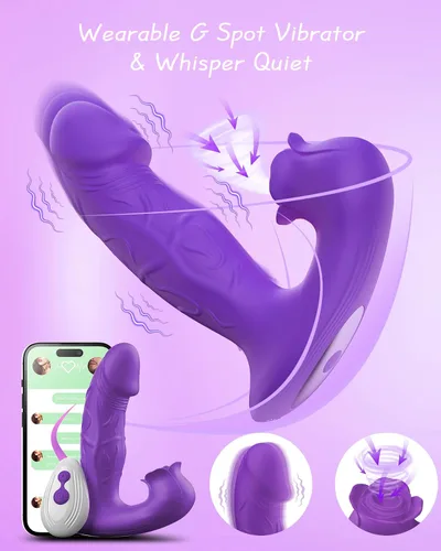 Vista 4 de Juguete Vibrador Rosa para Mujer, Estimulador Consolador de Succión con 9 Modos de Vibradores Succionadores, Control Remoto Estimulación del Punto G