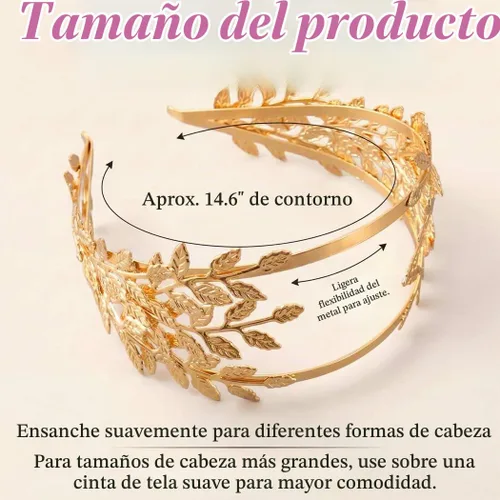 Vista 3 de Brishow Diadema de corona de hoja dorada, diosa griega, diadema de laurel para mujer Dorado