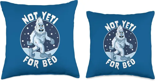 Vista 3 de Funny Yeti for Bed Abominable Snowman Pajamas-Not Ready For Bed Funny Yeti - Almohada de 16 x 16 pulgadas, multicolor