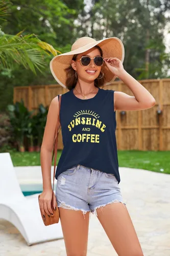 Vista 8 de Camisetas sin mangas para mujer, de verano, informales y holgadas, blusas tipo túnica