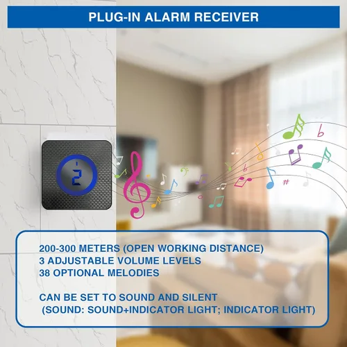 Vista 3 de Alarma solar inalámbrica para entrada de vehículos resistente a la intemperie, sensor de movimiento, timbre de timbre, sistema de alerta