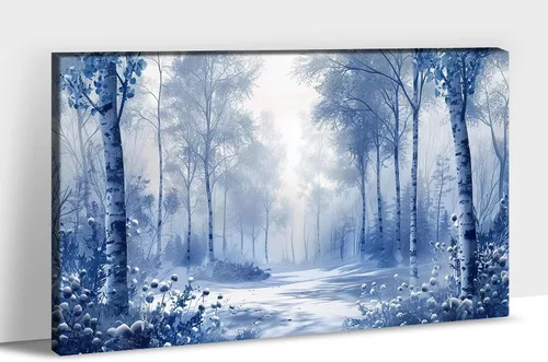 Vista 41 de UZMKM Lienzo decorativo de abedul para pared, pintura de bosque otoñal, imagen panorámica de paisaje, vista de la naturaleza amarilla, obra de arte