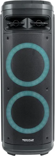 Vista 7 de Rockville Go Party ZR10 Altavoz Bluetooth portátil dual de 10 pulgadas y 1000 W, luces LED, micrófono UHF, estéreo TWS, perfecto para fiestas