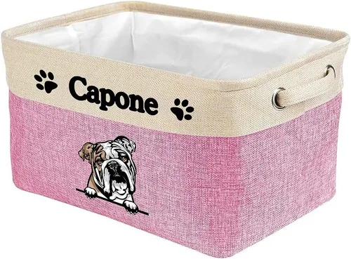 Vista 11 de Cesta de almacenamiento plegable personalizada con un bonito perro Bulldog inglés, plegable, de tela resistente, cubo de almacenamiento para Gris