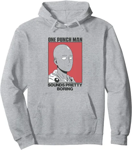 Vista 3 de One Punch Man Sudadera con capucha Sounds Pretty Boring, gris, S Blanco