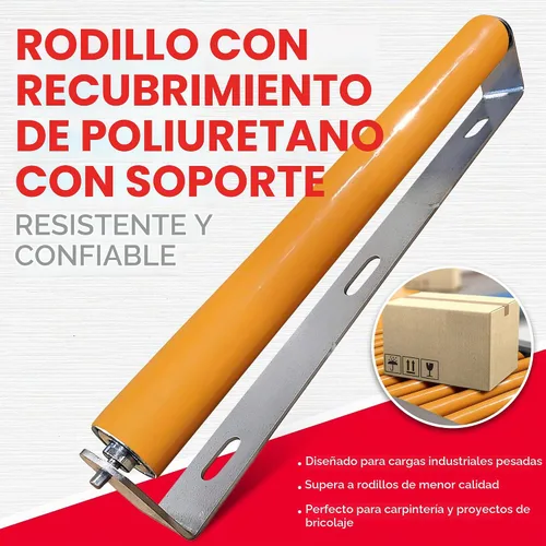 Vista 2 de Ultimation Rodillo recubierto de poliuretano resistente con soportes: rodillo transportador industrial para un manejo suave