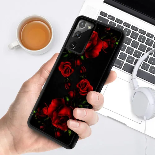 Vista 5 de Funda compatible con Samsung Galaxy Note 20 Ultra, fundas para niñas y mujeres, rosas rojas elegantes flores