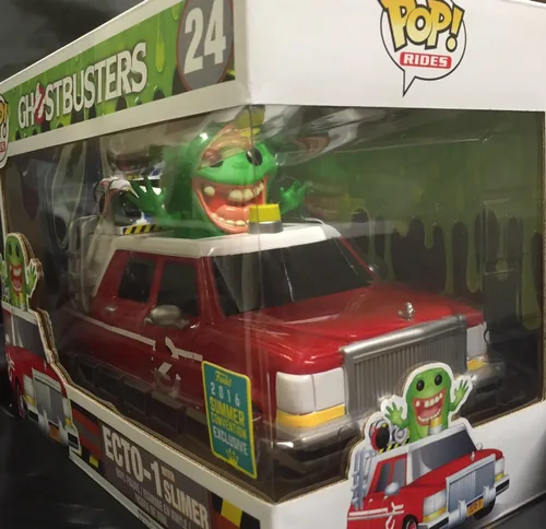 Vista 2 de Funko Ghostbusters Funko POP! Movies ECTO-1 con juego exclusivo de figuras de vinilo Slimer