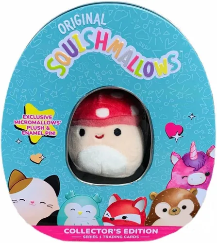 Vista 5 de Squishmallows Juego de lata oficial de Kellytoy Coleccionista con pin exclusivo de Micromallow y cajas comerciales, elige tu favorito
