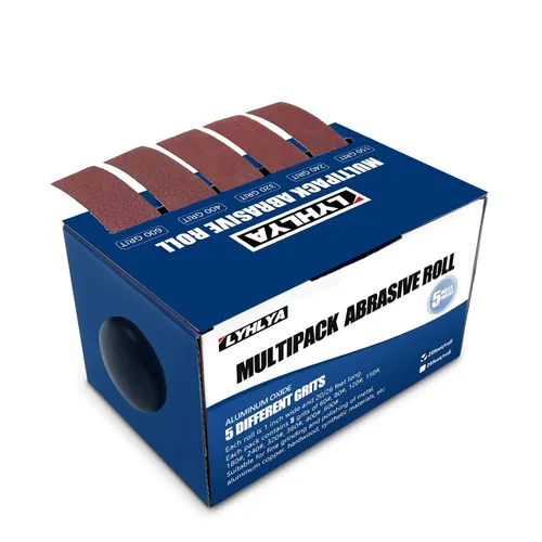 Vista 8 de Rollos de papel de lija de gancho y bucle, 4 granos de papel de lija abrasivo de 1 pulgada x 20 pies, papel de arena surtido con dispensador 150
