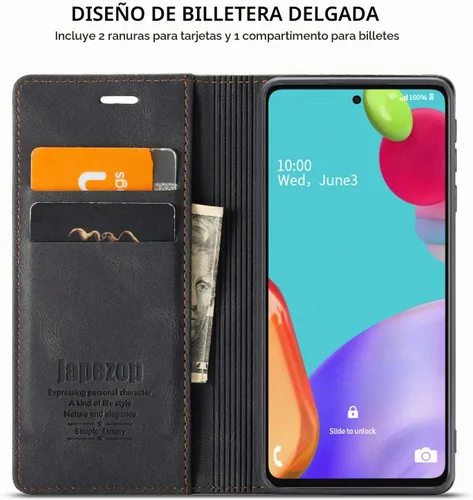 Vista 3 de Funda tipo cartera para Samsung Galaxy A52 5G con bloqueo RFID, color negro