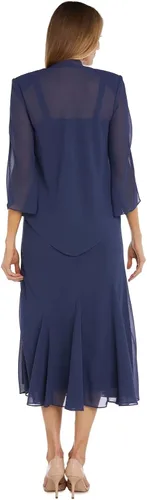 Vista 2 de R&M Richards - Vestido de gasa con cuentas para mujer