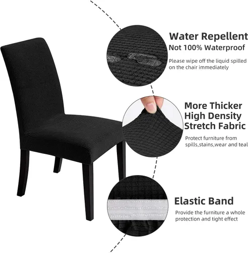 Vista 3 de Fundas para silla de comedor – Fundas elásticas para silla, protector decorativo impermeable, desmontables, lavables y elásticas, de licra universal.