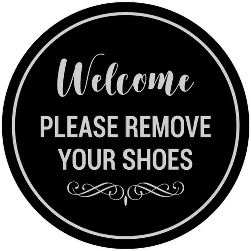 Vista 25 de Signs ByLITA Circle Welcome Please Remove Your Shoes Sign, Negro