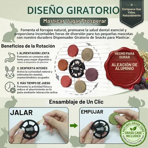 Vista 9 de YKD Juguetes masticables Chinchilla, juguetes giratorios giratorios + 12 Negro - Juguete de aleación de aluminio