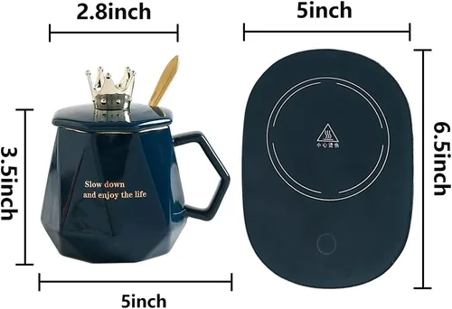 Vista 4 de Calentador de café para escritorio, con juego de tazas. Calentador de tazas, calentador de té, calentador eléctrico de bebidas, calentador