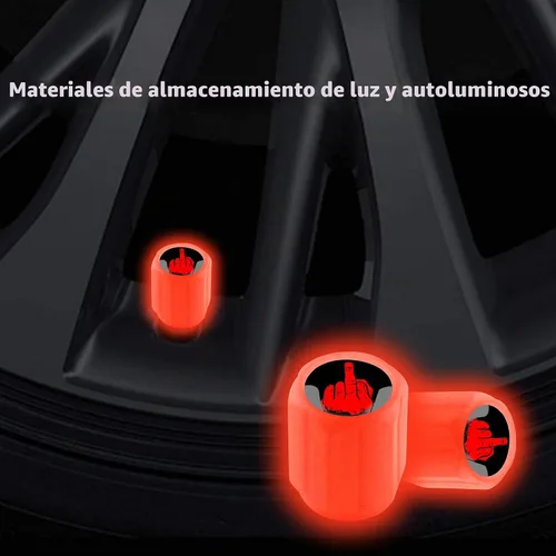 Vista 4 de 16 tapones fluorescentes para válvulas de neumáticos, tapones luminosos para válvula de aire de rueda de automóvil, accesorios de decoración