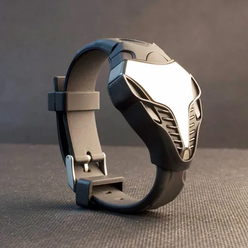 Vista 7 de FANMIS LED Digital Moda Cobra Reloj Negro Silicona Hierro Triángulo Dial Deportes Relojes de pulsera (negro)