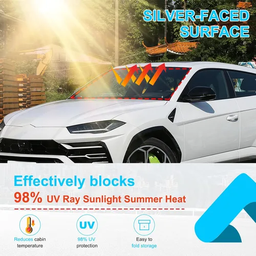 Vista 5 de Parasol para parabrisas delantero Lamborghini Urus 2018-2024, parasol con bloqueo UV, protector de privacidad, protector solar personalizado