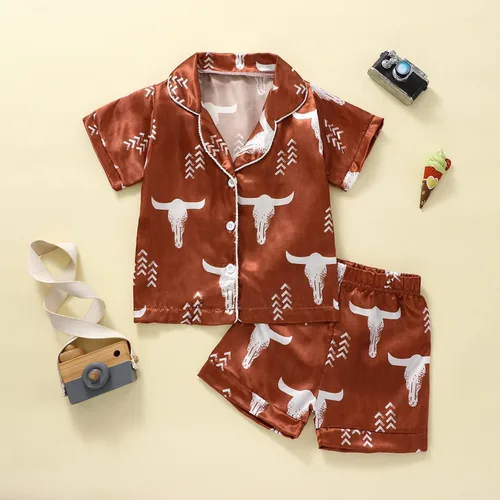 Vista 33 de Conjunto de pijama de manga larga con botones para niña pequeña, conjunto de ropa de dormir