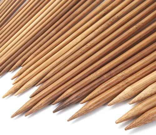 Vista 4 de Juego de agujas de tejer de bambú, agujas de tejer de madera para principiantes, 18 pares de agujas de punto recto de madera recta de un solo punto