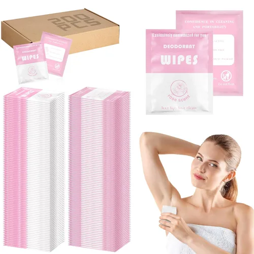 Vista 9 de Timgle 200 toallitas desodorantes a granel envueltas individualmente para hombres y mujeres, desodorante para las axilas para eliminar el sudor