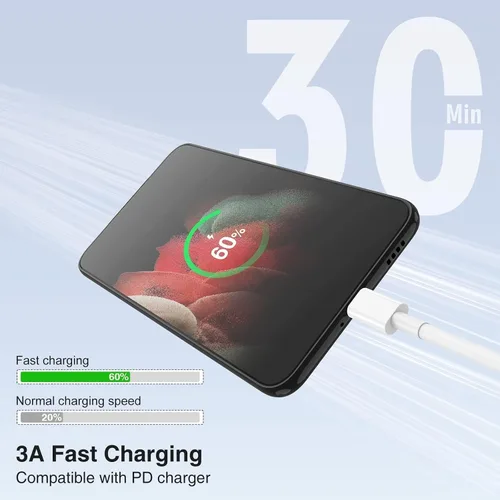 Vista 2 de LOFPYE Paquete de 3 cables USB C a USB C de 1 pie y 60 W, cable de carga rápida tipo C para iPhone Air 17 16e 16 15 Pro Plus Pro Max, para Galaxy