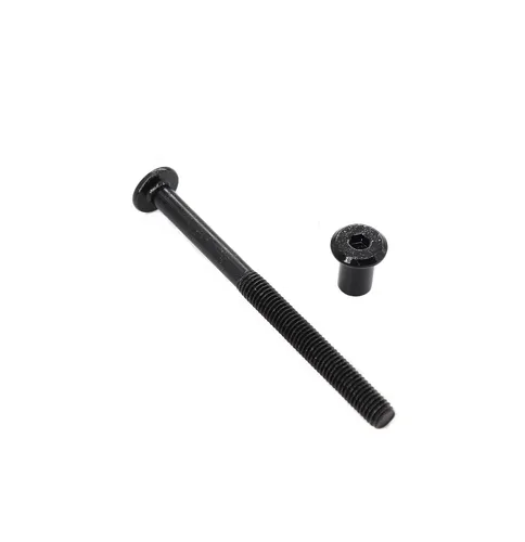 Vista 2 de Juego de 10 tornillos de cabeza avellanada M8 de 100 mm negros para muebles, pernos de conexión con tapa de rivet, kit de surtido de tuercas